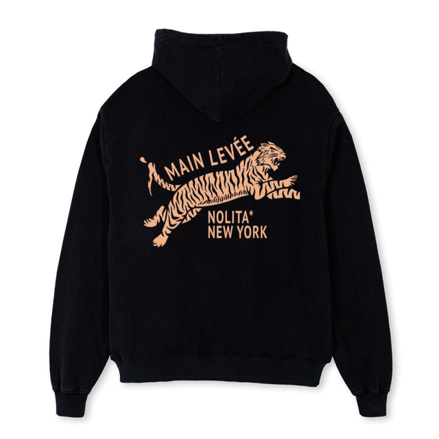 AMLTIGERURGENT Black Oversized Hoodie.