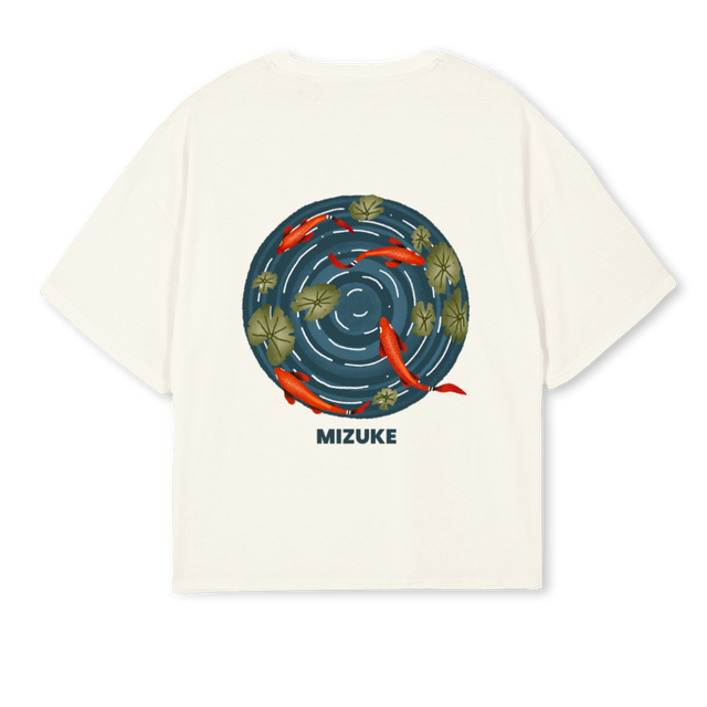 MIZUKE LAGO Cream Oversized Boxy Tee.