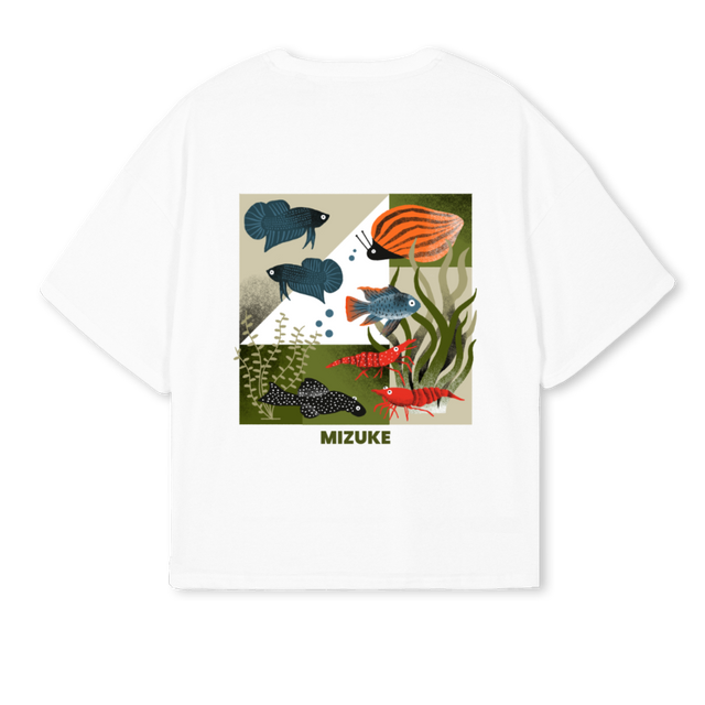 MIZUKE CUBO White Oversized Boxy Tee.