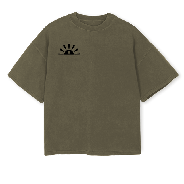 LUKEE Vintage Olive Oversized Boxy Tee.