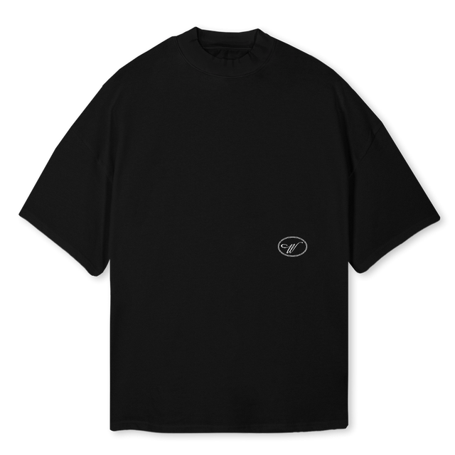 MOCKY Black Oversized Mock Neck Tee.