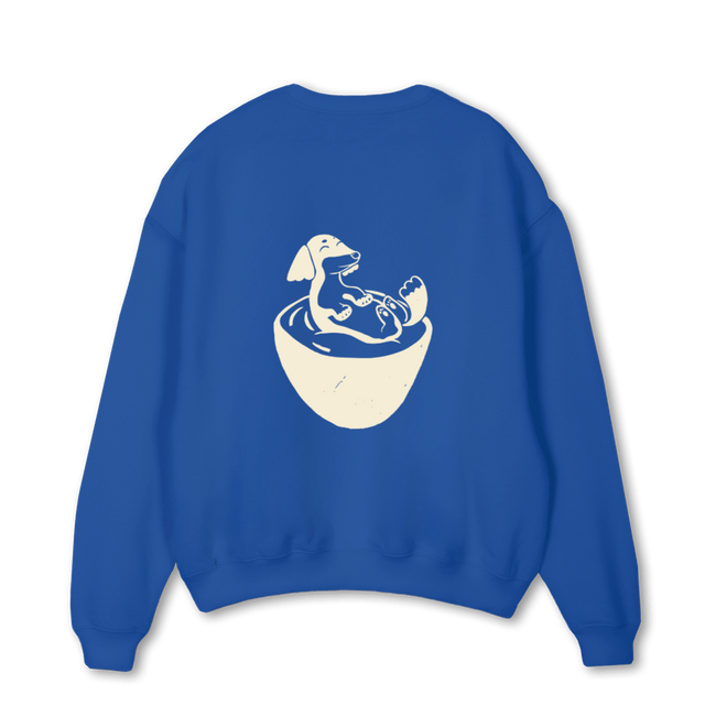 COZYBLUE HAPPYLAND Cobalt Blue Oversized Crewneck Sweater.