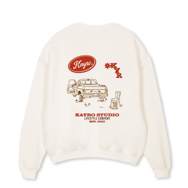 BRONCO Vintage White Oversized Crewneck Sweater.