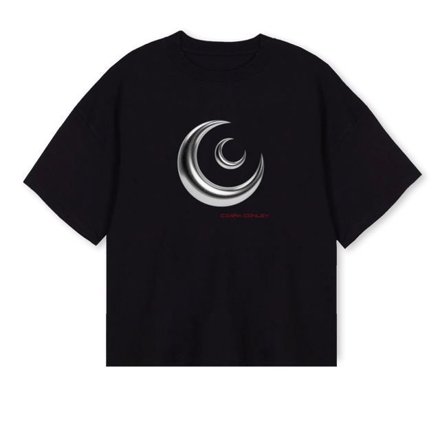 CCMOONTEE Black Oversized Boxy Tee.