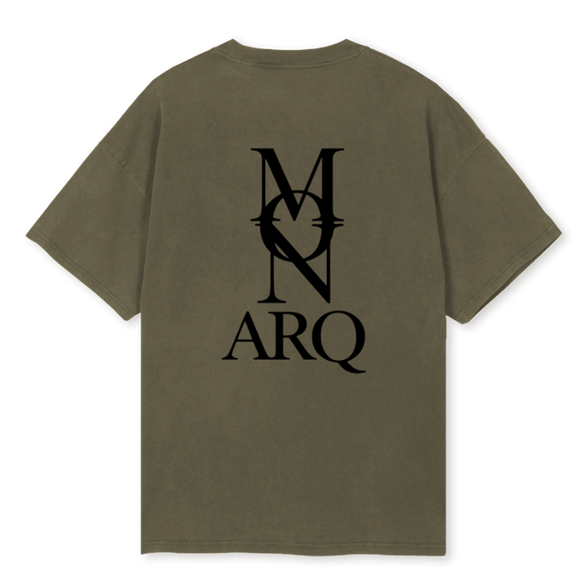 MQSAMPLECINCO Vintage Olive Oversized Tee.