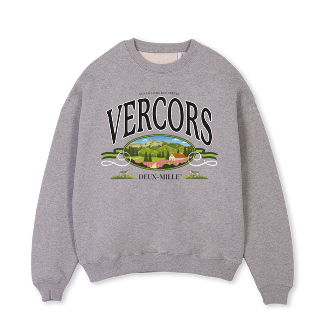 VERCORSPREMIER Grey Marl Oversized Crewneck Sweater.