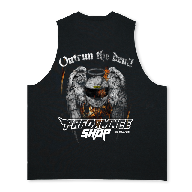 OUTRUNVESTBLACK Deep Black Oversized Vest.