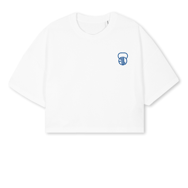 CROPTOPWHITEM White Cropped Oversized Tee.