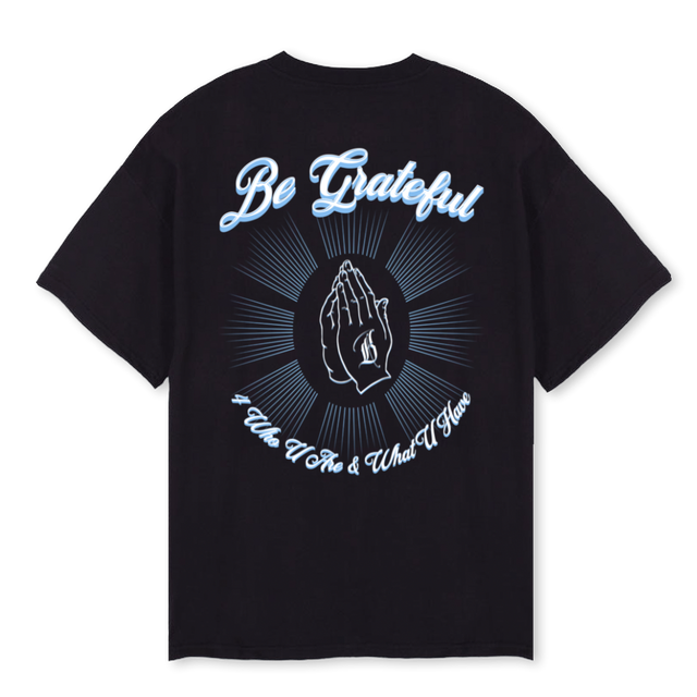 BEGRATEFULBLACK Black Oversized Tee.
