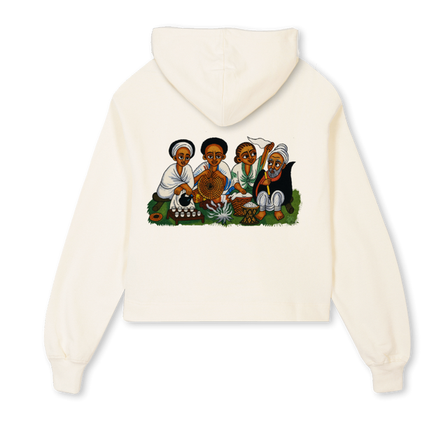 ŠAHID JABENA CURLY Cream Cropped Hoodie.