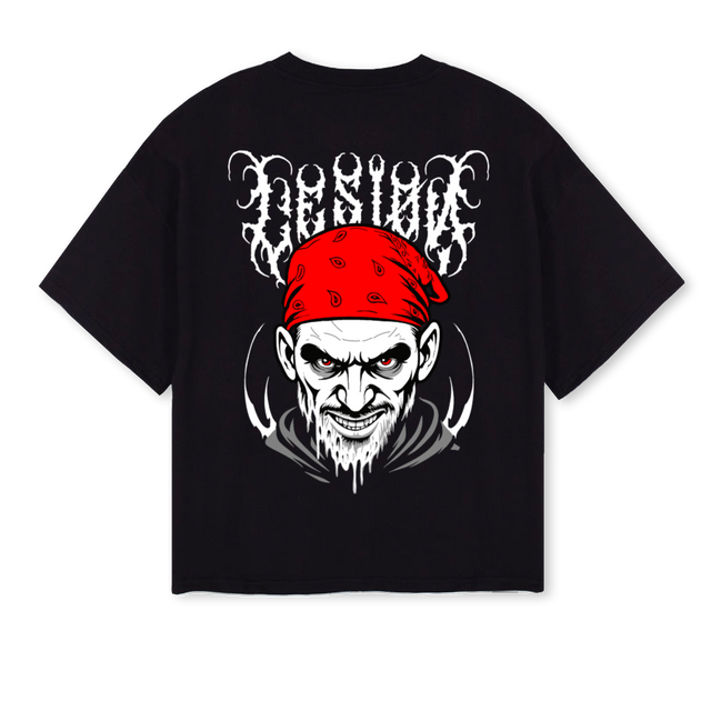 LESION Black Oversized Boxy Tee.