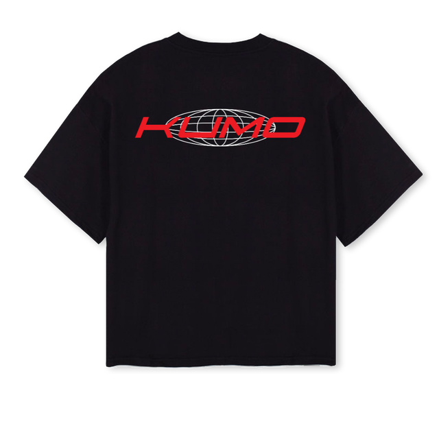 KUMO REDGLOBAL Black Oversized Boxy Tee.