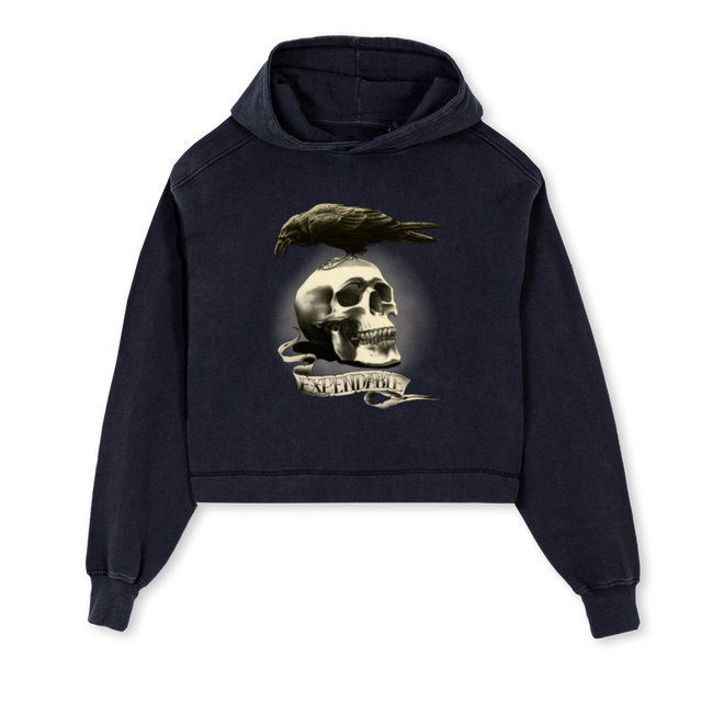 EXPENDABLES Vintage Black Cropped Hoodie.