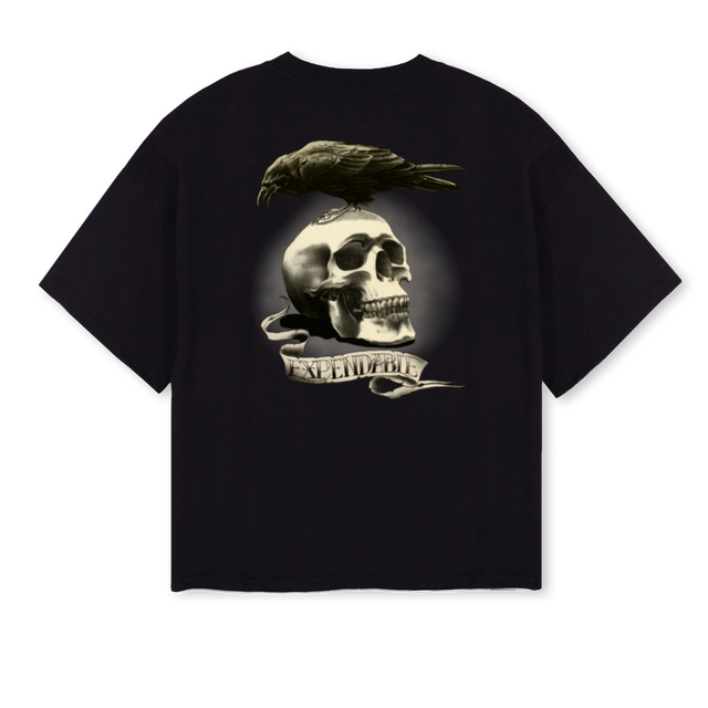 EXPEND Black Oversized Boxy Tee.