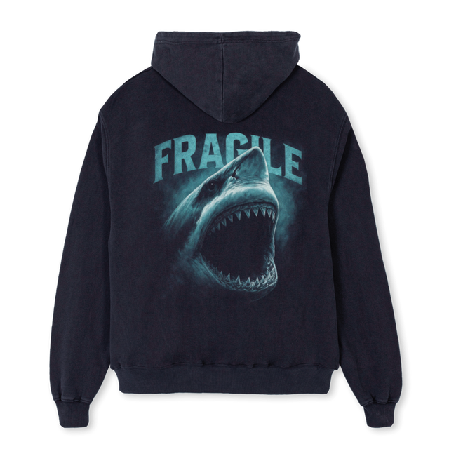 FRGL SHRK Vintage Black Oversized Hoodie.