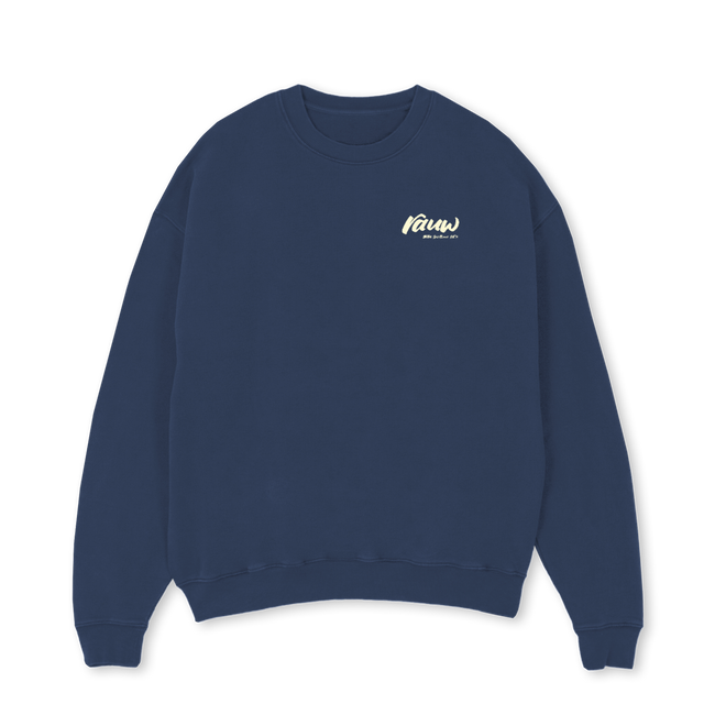 OSASWEATYELLOW Navy Blue Oversized Crewneck Sweater.