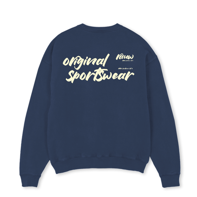 OSASWEATYELLOW Navy Blue Oversized Crewneck Sweater.