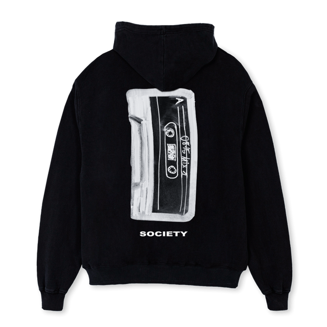 TAPEHOOD Black Oversized Hoodie.