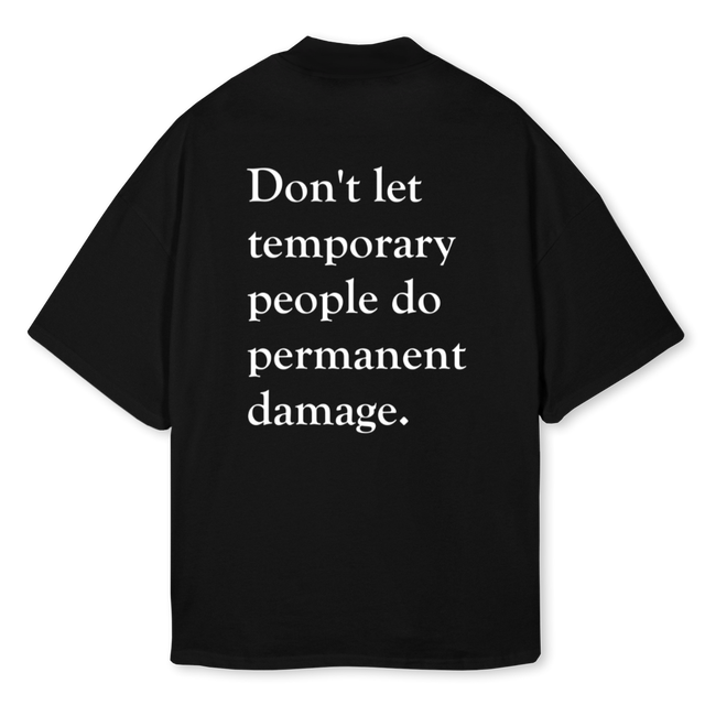 PERMDAMBLCK Black Oversized Mock Neck Tee.