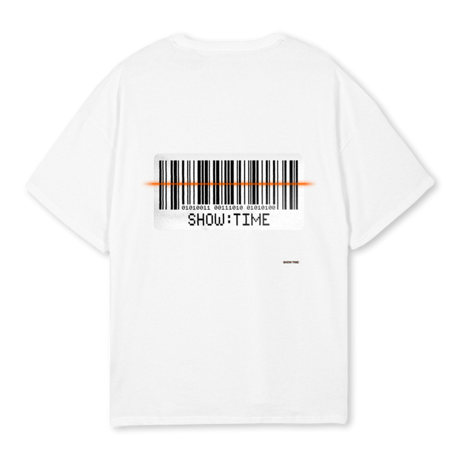BARCODEWHITE White Oversized Tee.