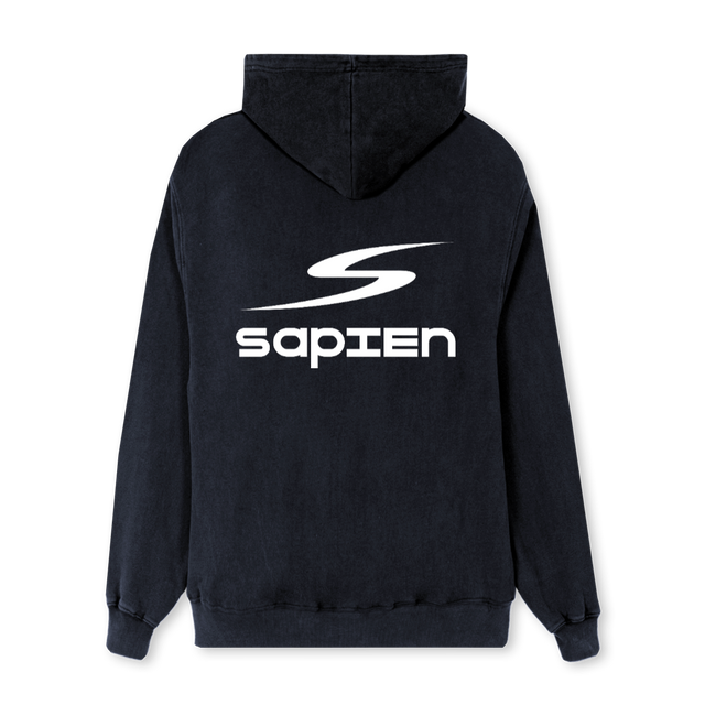 SAPIENLOGOZIP Vintage Black Regular Zipped Hoodie.