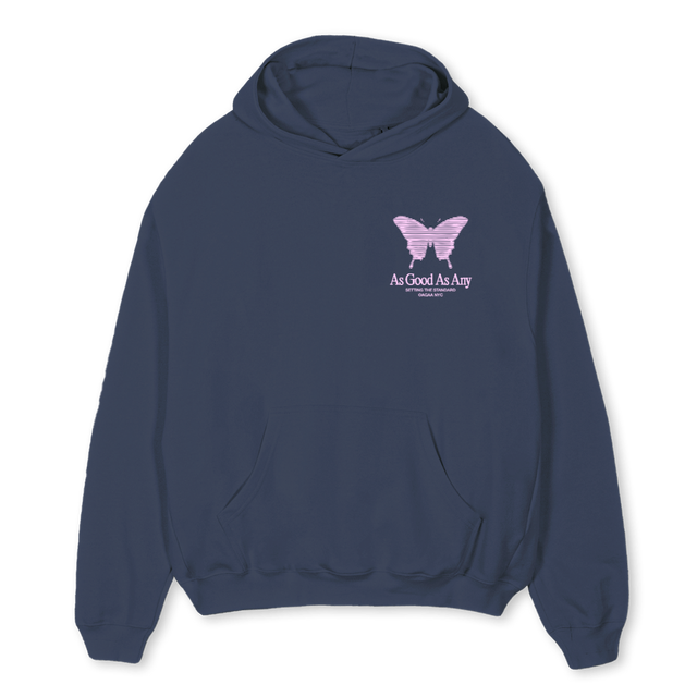 AGAASTATICBUTTERFLY Navy Blue Oversized Hoodie.