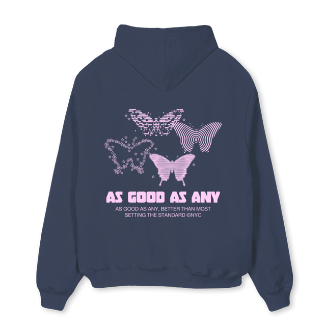 AGAASTATICBUTTERFLY Navy Blue Oversized Hoodie.