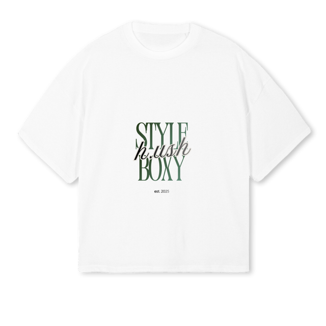 HU_TEE White Oversized Boxy Tee.