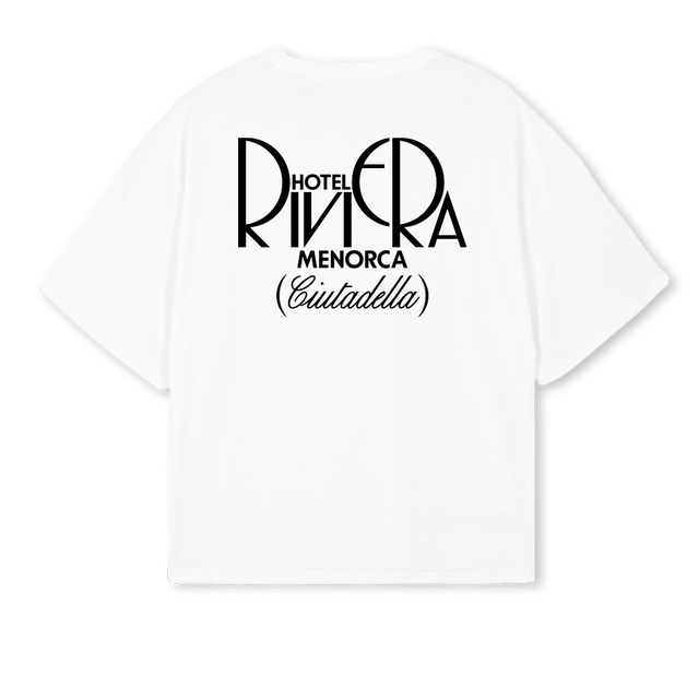 BRIVIERAL White Oversized Boxy Tee.