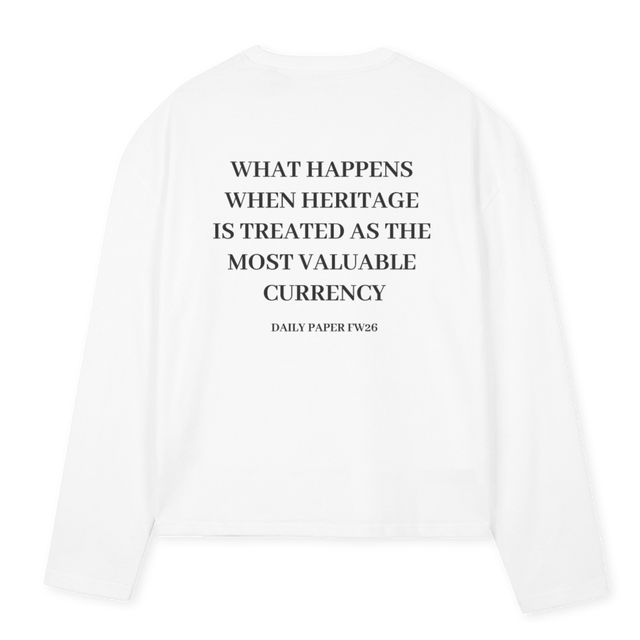 HERITAGE White Oversized Boxy LS Tee.