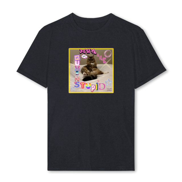 WHYAREHUMANSSTUPID Vintage Black Regular Tee.