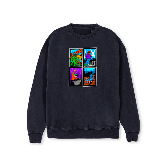 VINTAGEFOURCHARACTER Vintage Black Regular Crewneck Sweater.