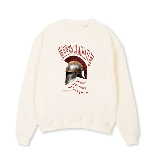 MG SWEATSHIRT Cream Oversized Crewneck Sweater.