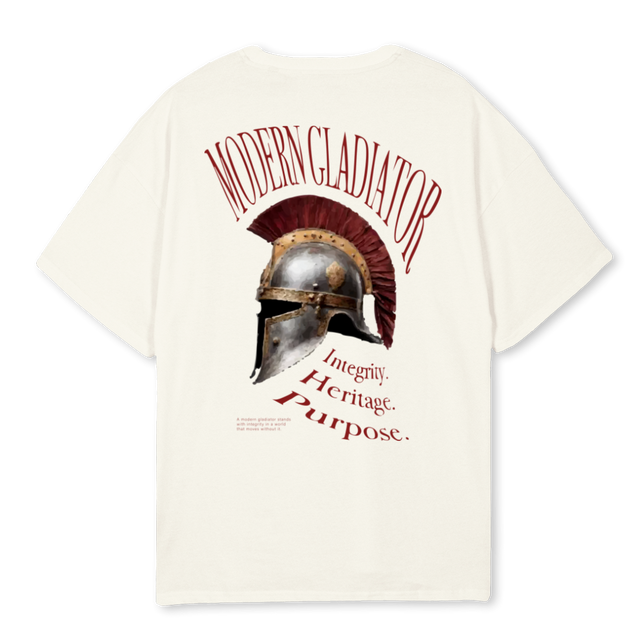 MODERN GLADIATOR OS Cream Oversized Tee.
