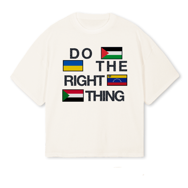 DOTHERIGHTTHING Vintage White Oversized Boxy Tee.