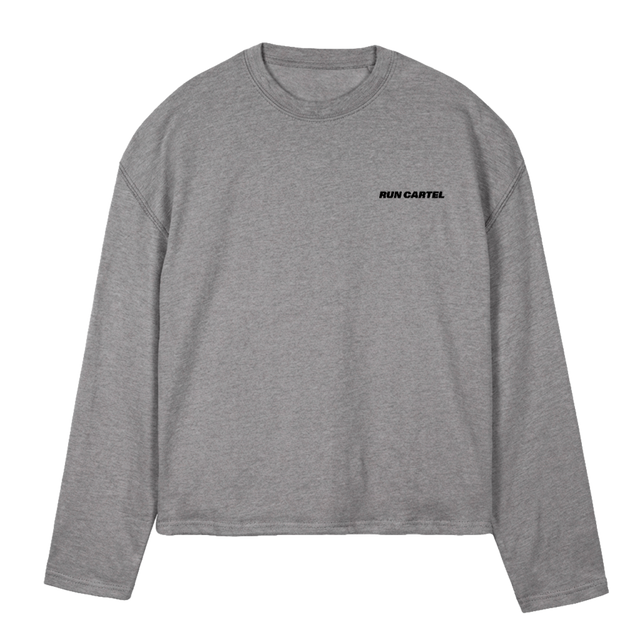 RUNCARTELTSHIRTONE Grey Marl Oversized Boxy LS Tee.