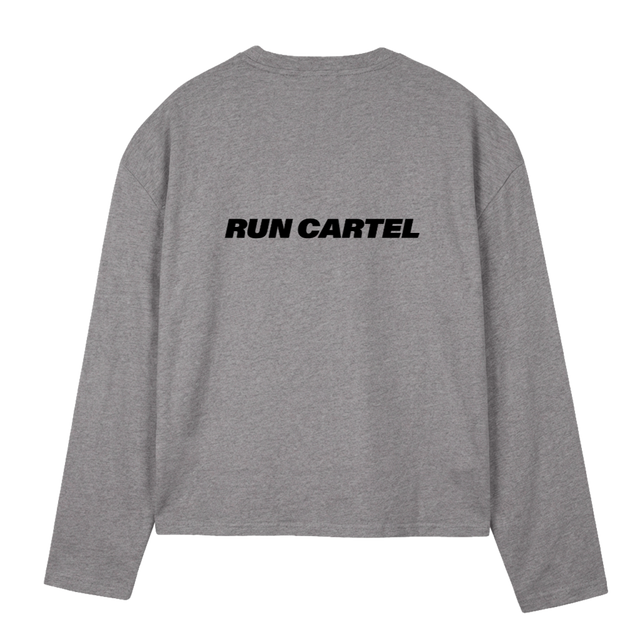 RUNCARTELTSHIRTONE Grey Marl Oversized Boxy LS Tee.