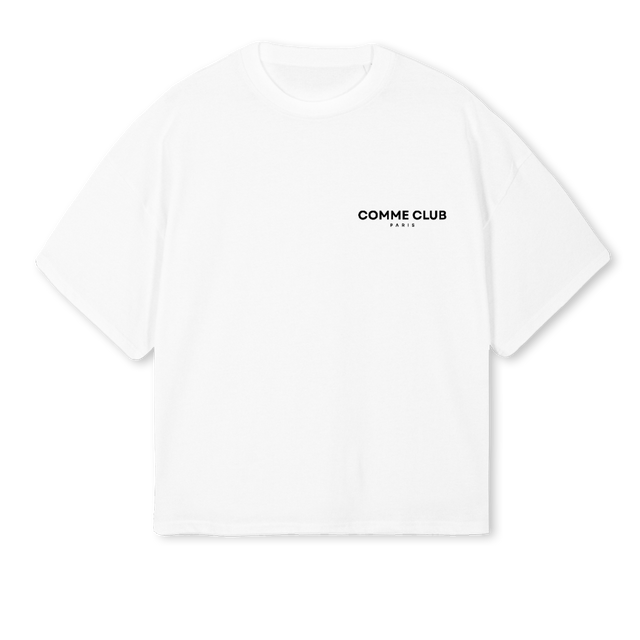 CCPARISWHITEBLACK White Oversized Boxy Tee.