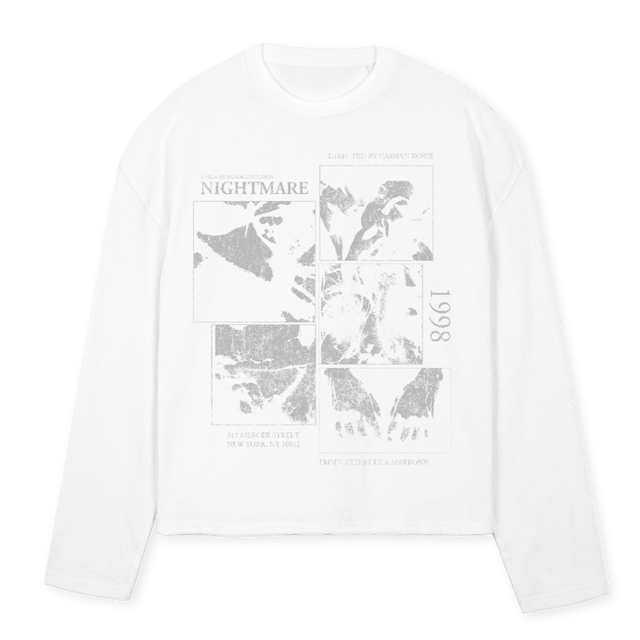 NUANCENIGHTMARE White Oversized Boxy LS Tee.