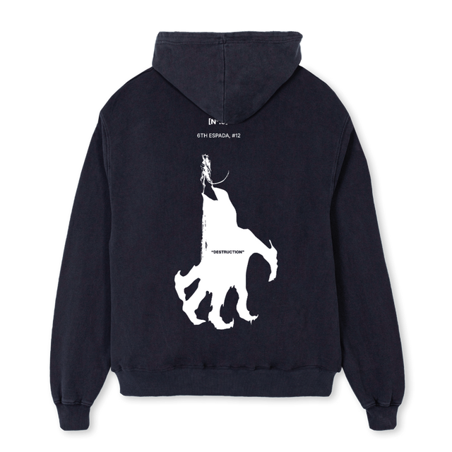 SIXTH ESPADA Vintage Black Oversized Hoodie.
