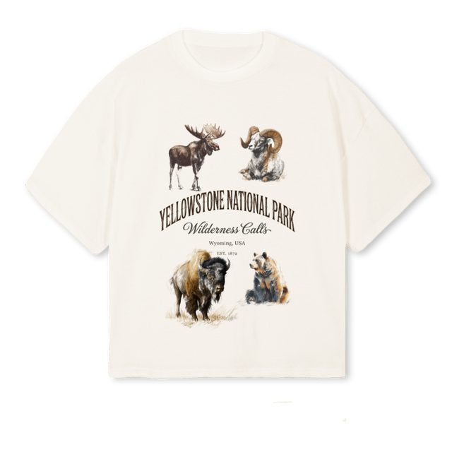 YELLOWSTONE Vintage White Oversized Boxy Tee.