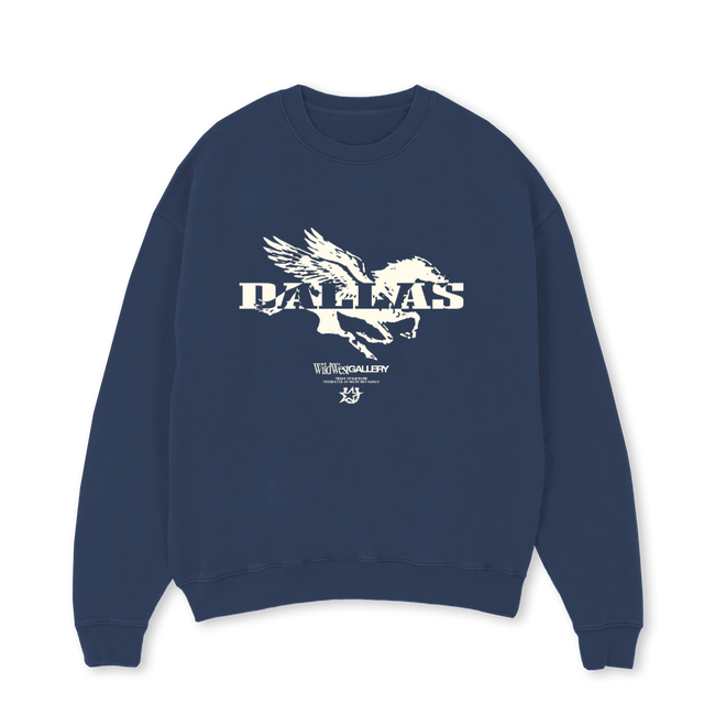 DALLASNAVYSWEAT Navy Blue Oversized Crewneck Sweater.