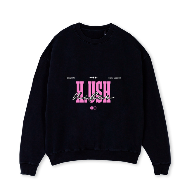 MIAM VICE_B Black Oversized Crewneck Sweater.