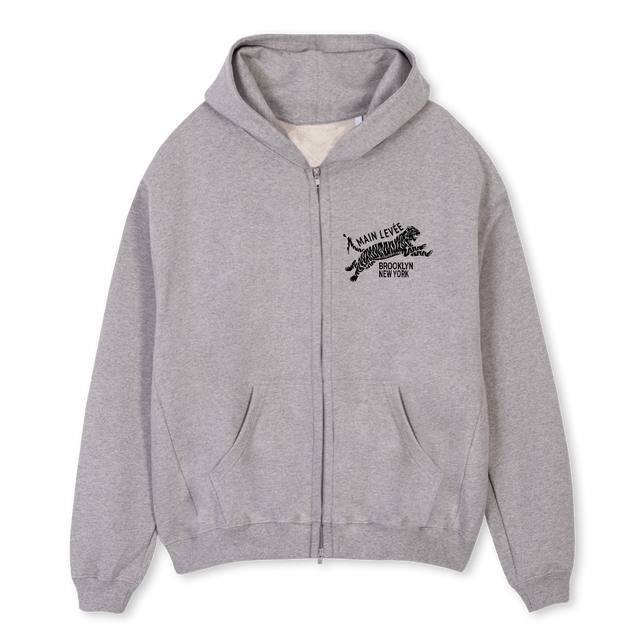 BKTIGER Grey Marl Oversized Zipped Hoodie.