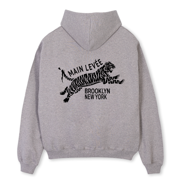 BKTIGER Grey Marl Oversized Zipped Hoodie.