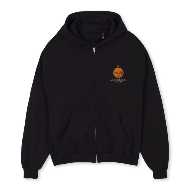 ALLIN Black Oversized Zipped Hoodie.