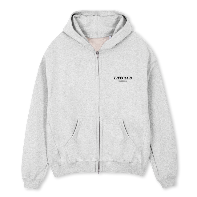 LIFECLUB ZIPUP Light Grey Marl Oversized Zipped Hoodie.