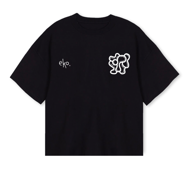 EKO PATEE Black Oversized Boxy Tee.