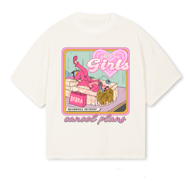 CANCELPLANS Vintage White Oversized Boxy Tee.