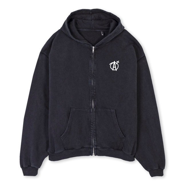 AGNOSTICDEATHVBH Vintage Black Oversized Zipped Hoodie.